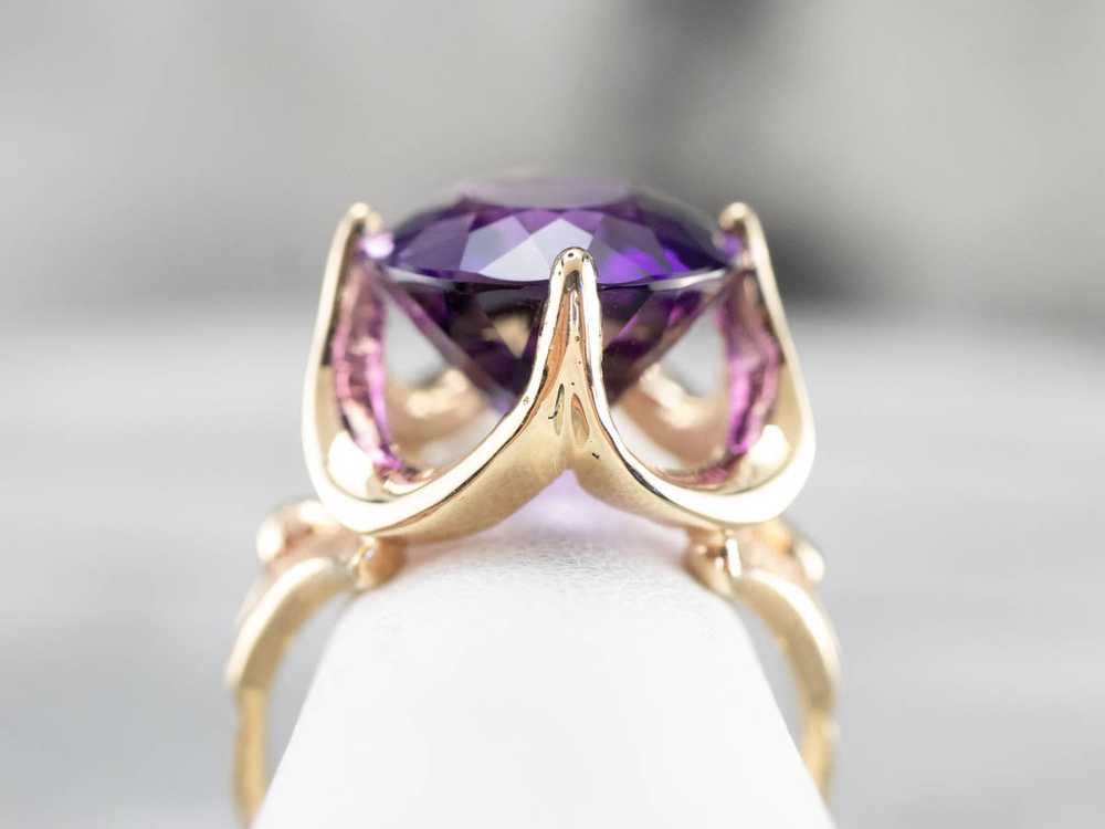 Yellow Gold Amethyst Statement Ring - image 8