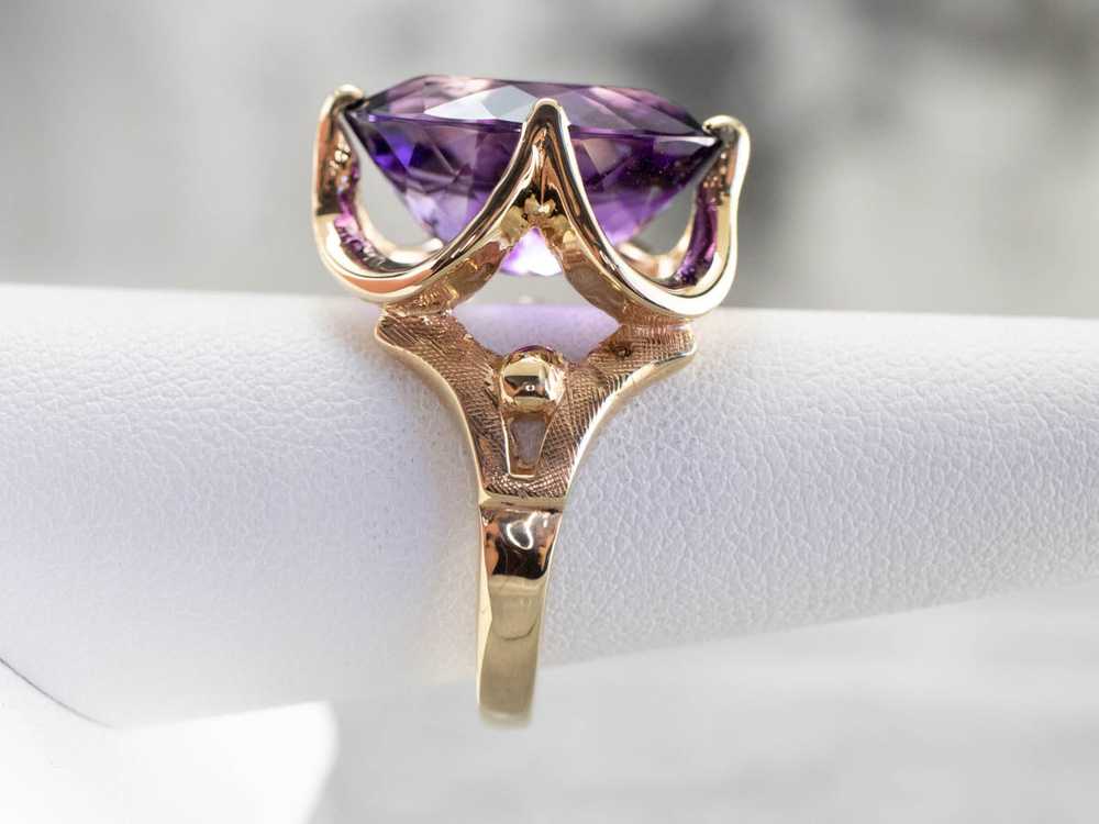 Yellow Gold Amethyst Statement Ring - image 9