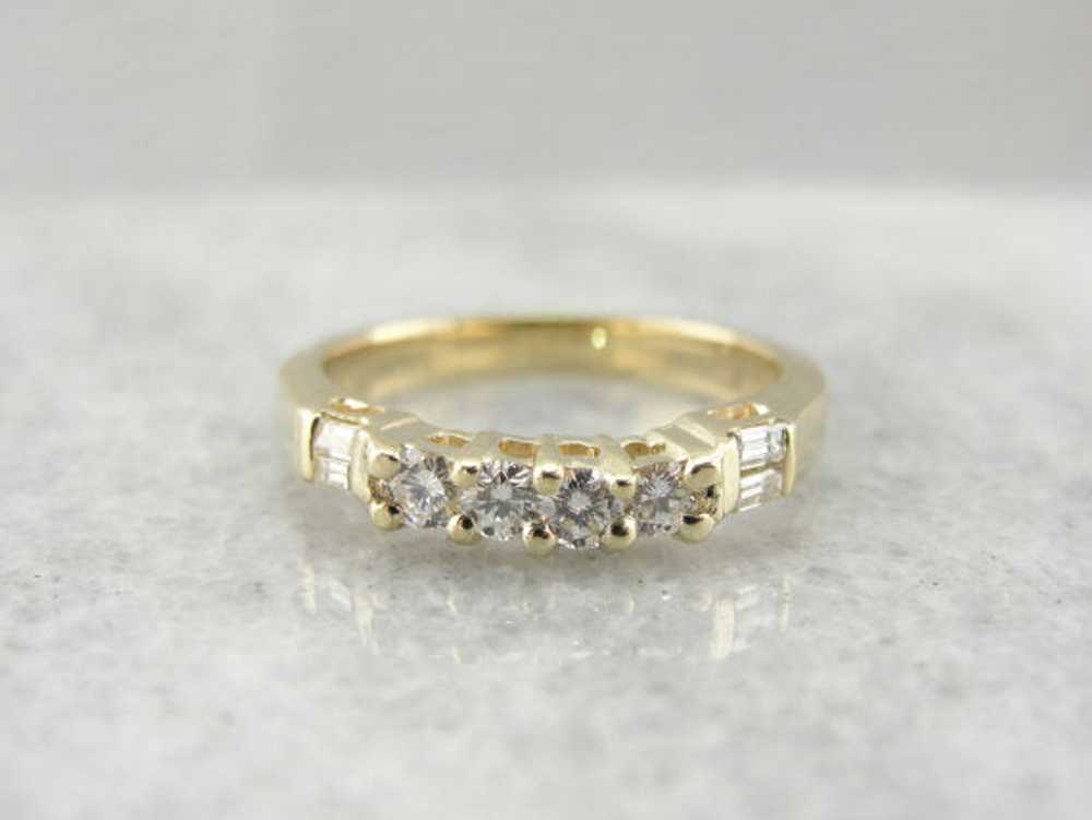 Diamond and Yellow Gold Wedding Band - image 1