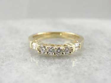 Diamond and Yellow Gold Wedding Band - image 1