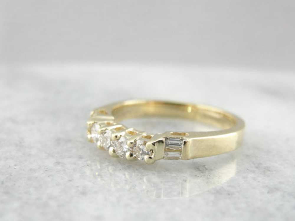 Diamond and Yellow Gold Wedding Band - image 2