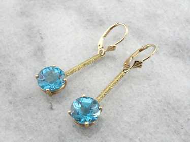 Gorgeous Blue Topaz Earrings, Antique Art Deco Dr… - image 1