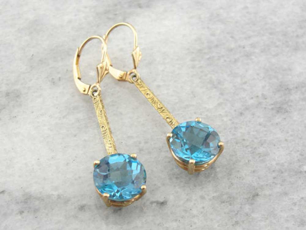 Gorgeous Blue Topaz Earrings, Antique Art Deco Dr… - image 2