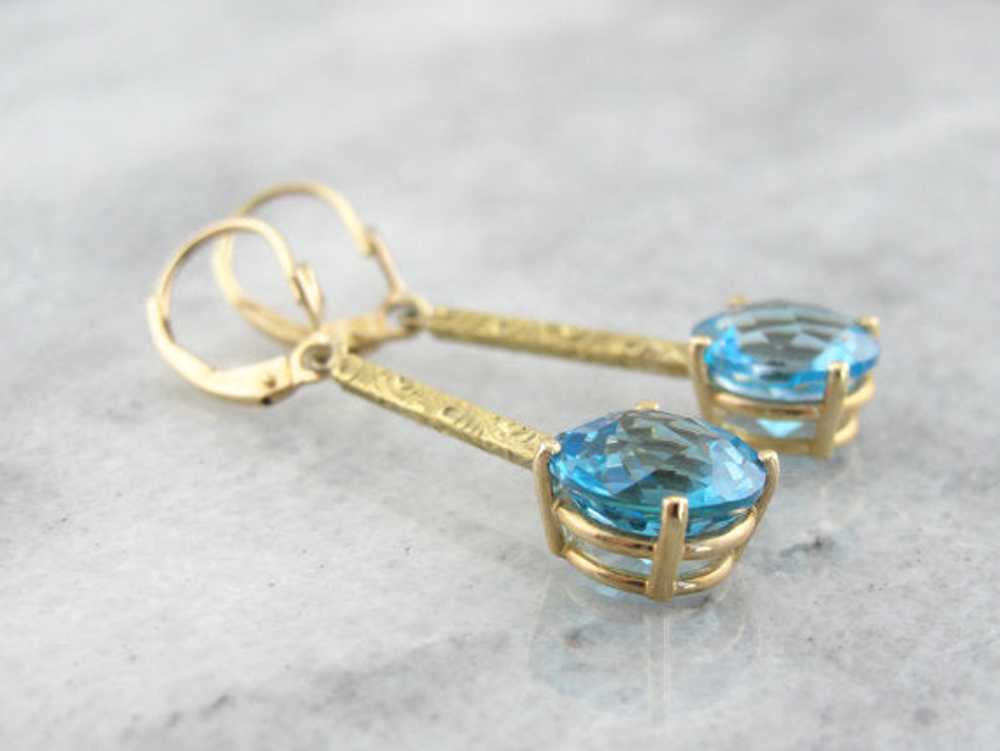 Gorgeous Blue Topaz Earrings, Antique Art Deco Dr… - image 3