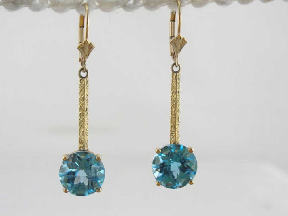 Gorgeous Blue Topaz Earrings, Antique Art Deco Dr… - image 4