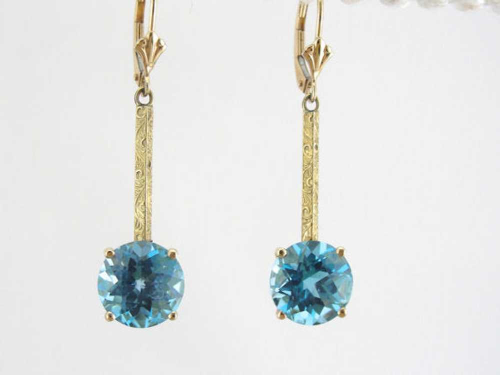 Gorgeous Blue Topaz Earrings, Antique Art Deco Dr… - image 5