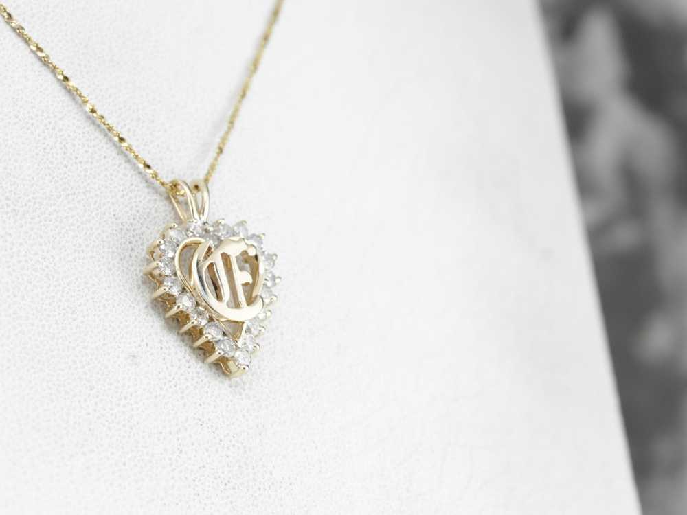 Diamond "E" Monogram Heart Pendant - image 4