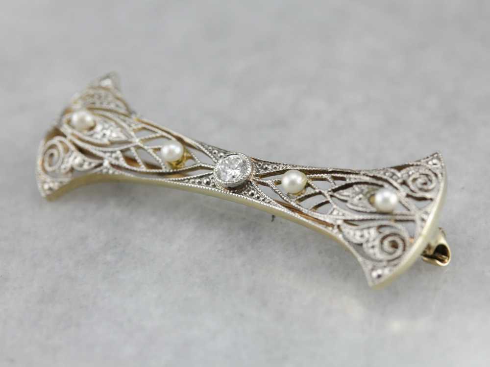 Art Deco Diamond Filigree Pin - image 3