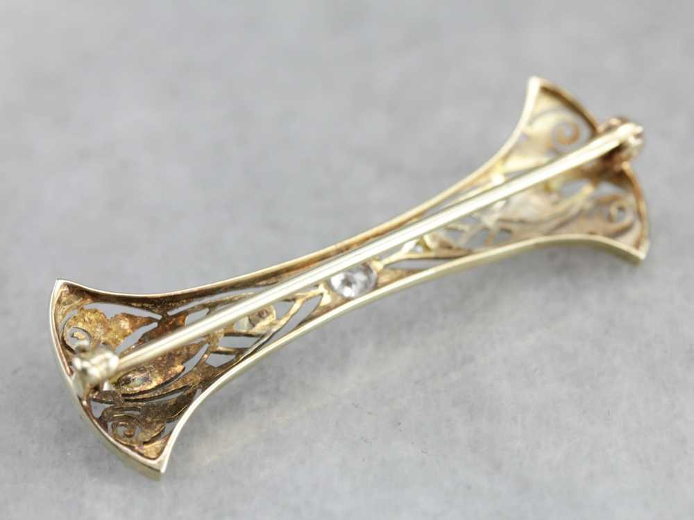 Art Deco Diamond Filigree Pin - image 4