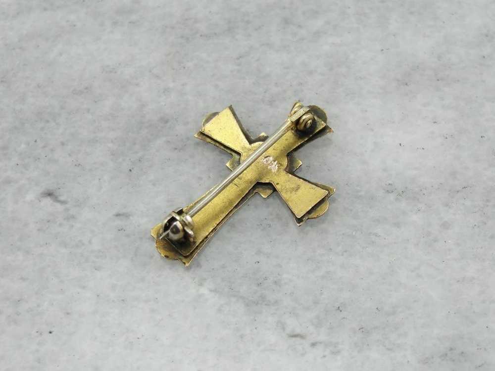 Enameled Cross Pin with KIJS Letters - image 2