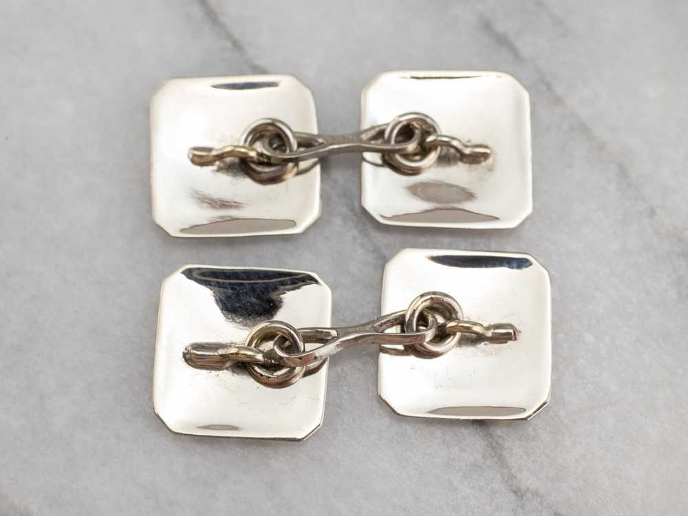 Art Deco Ornate White Gold Cufflinks - image 6