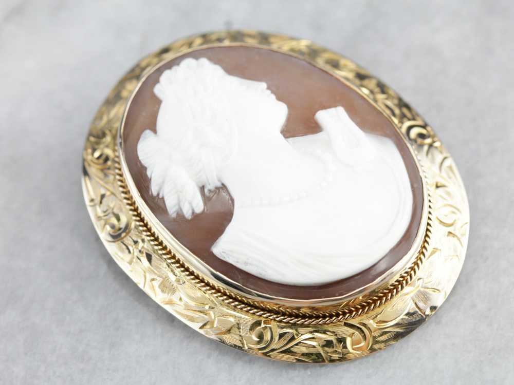 Goddess With Harp Sardonyx Cameo Brooch Pendant - image 1