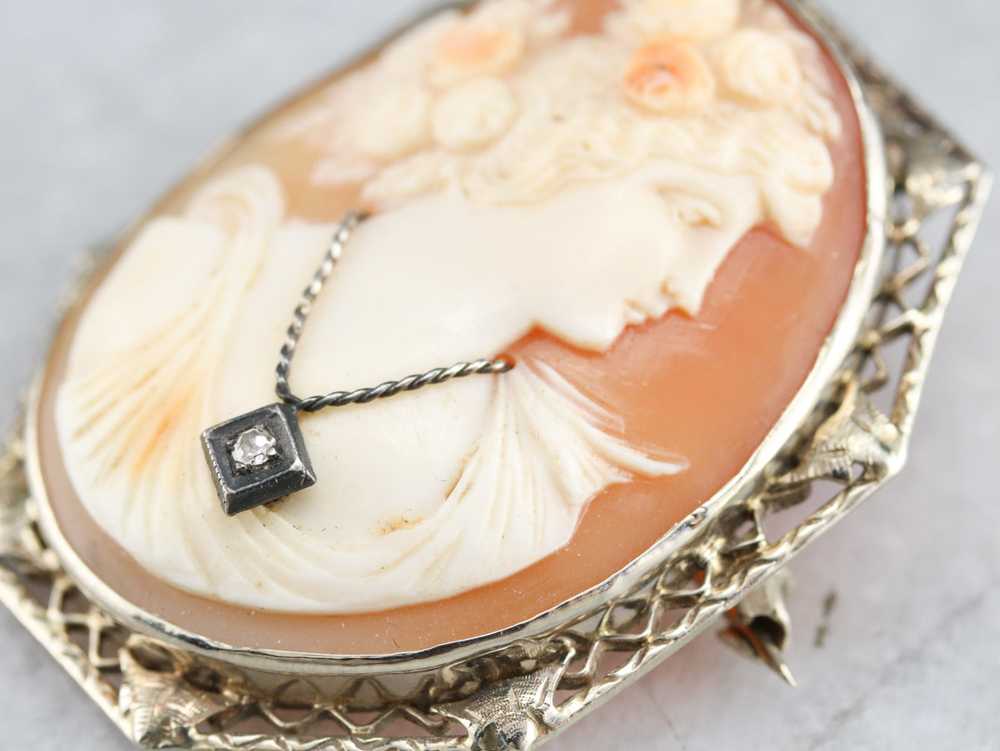 Art Deco Diamond Cameo Pin or Pendant - image 3