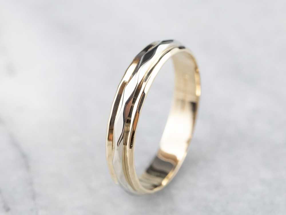 Unisex 14K Gold Faceted Band - image 2