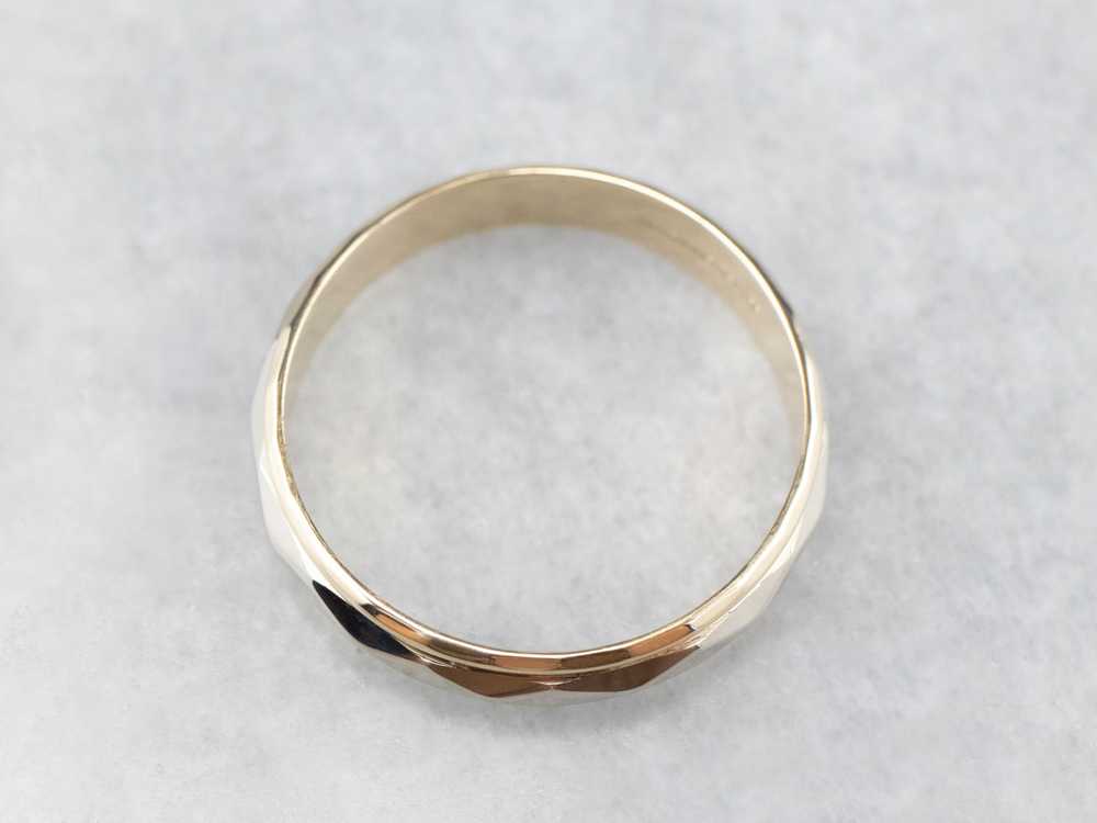 Unisex 14K Gold Faceted Band - image 3