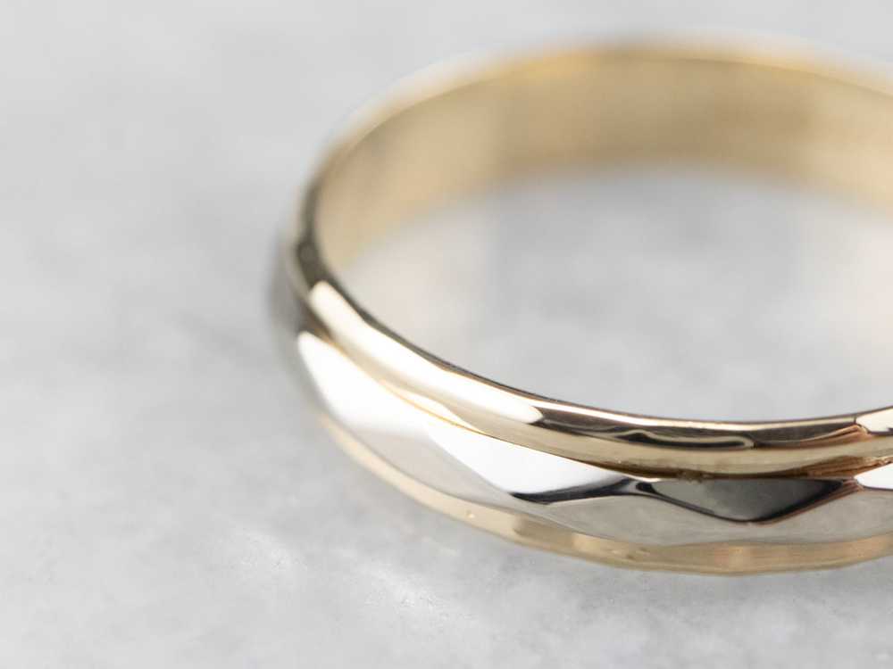 Unisex 14K Gold Faceted Band - image 4