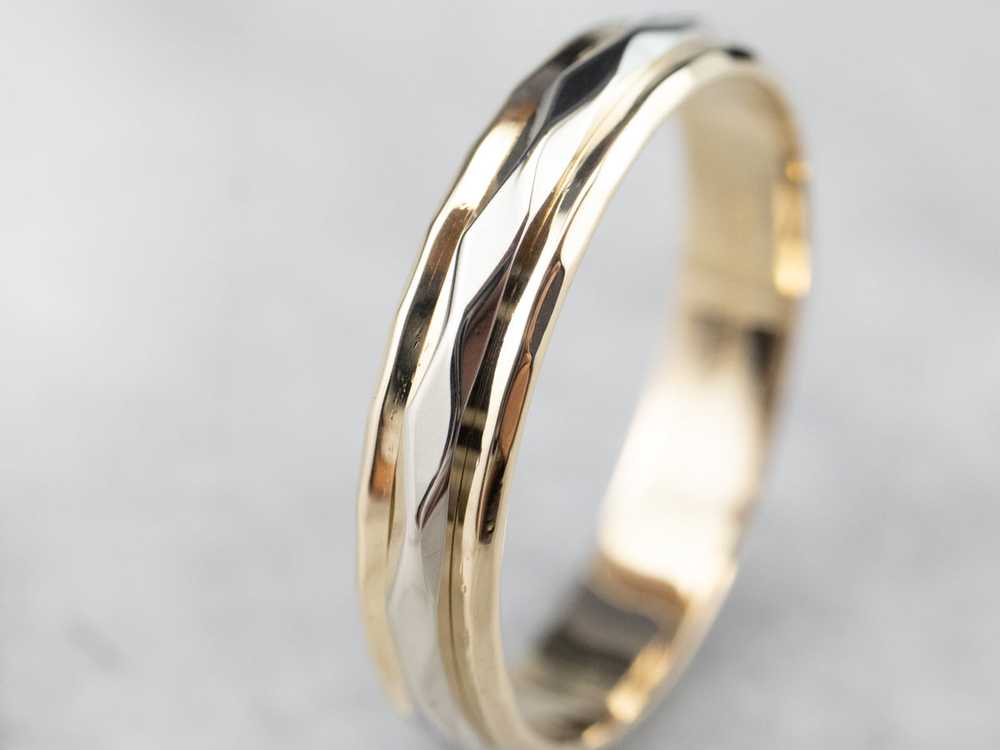 Unisex 14K Gold Faceted Band - image 5