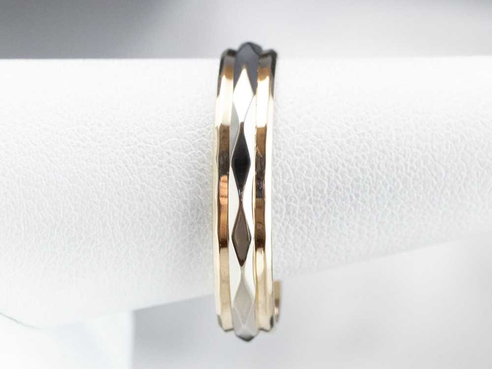 Unisex 14K Gold Faceted Band - image 9