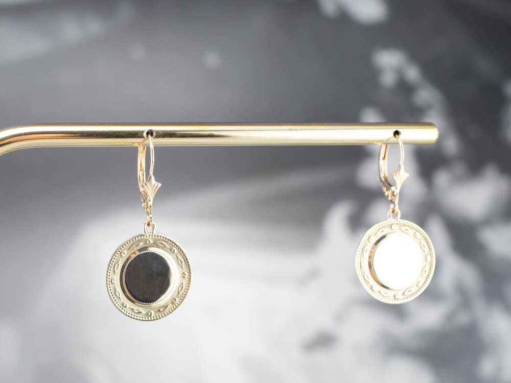 Retrofitted 14K Gold Cufflink Drop Earrings - image 10