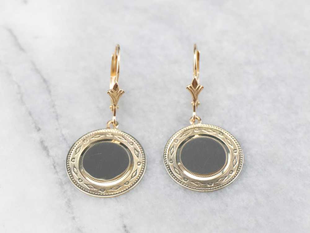 Retrofitted 14K Gold Cufflink Drop Earrings - image 2