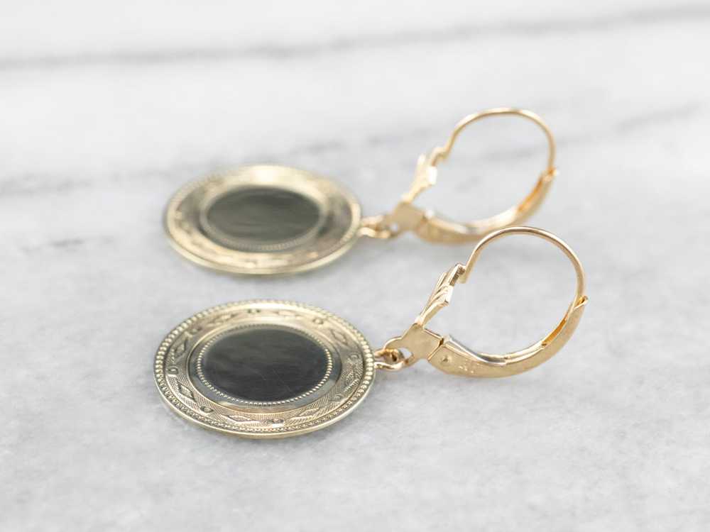 Retrofitted 14K Gold Cufflink Drop Earrings - image 5