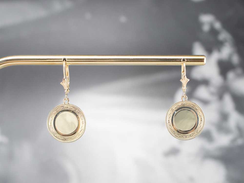 Retrofitted 14K Gold Cufflink Drop Earrings - image 8