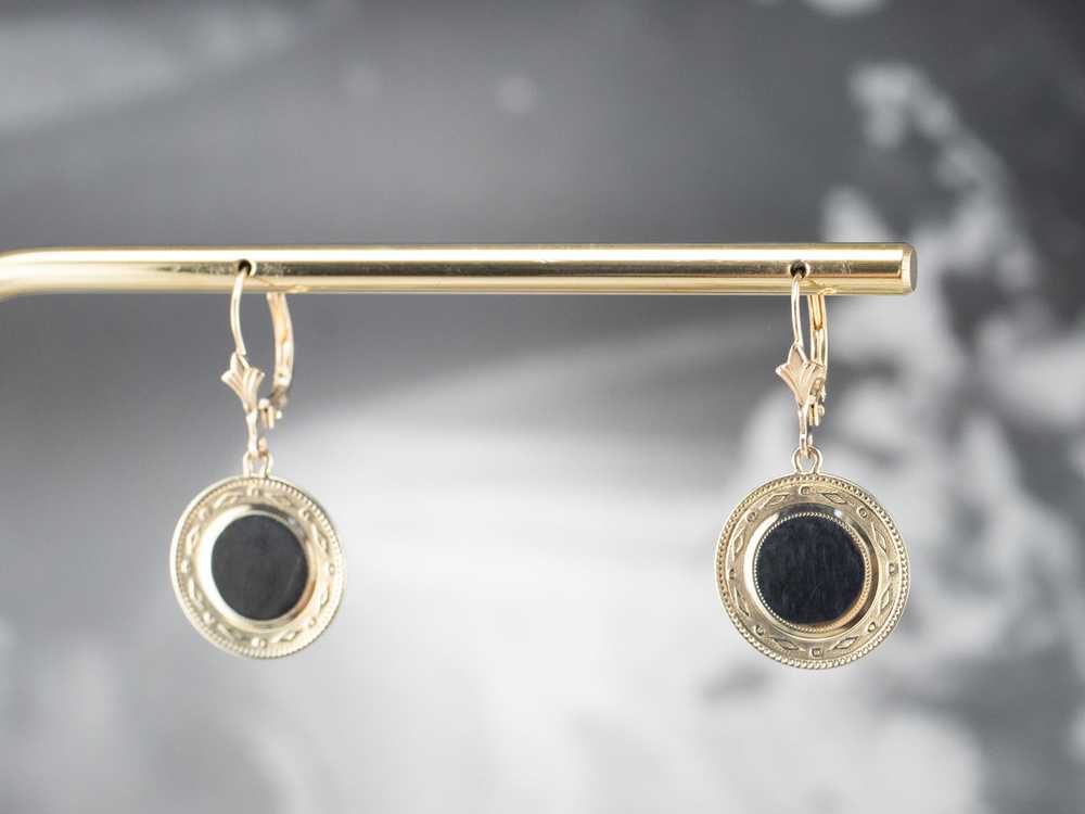 Retrofitted 14K Gold Cufflink Drop Earrings - image 9