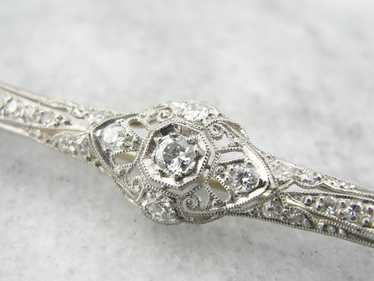 Edwardian Platinum and Diamond Bar Pin - image 1