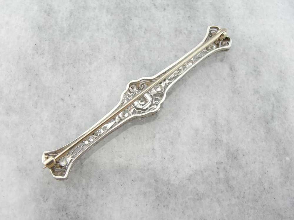 Edwardian Platinum and Diamond Bar Pin - image 4