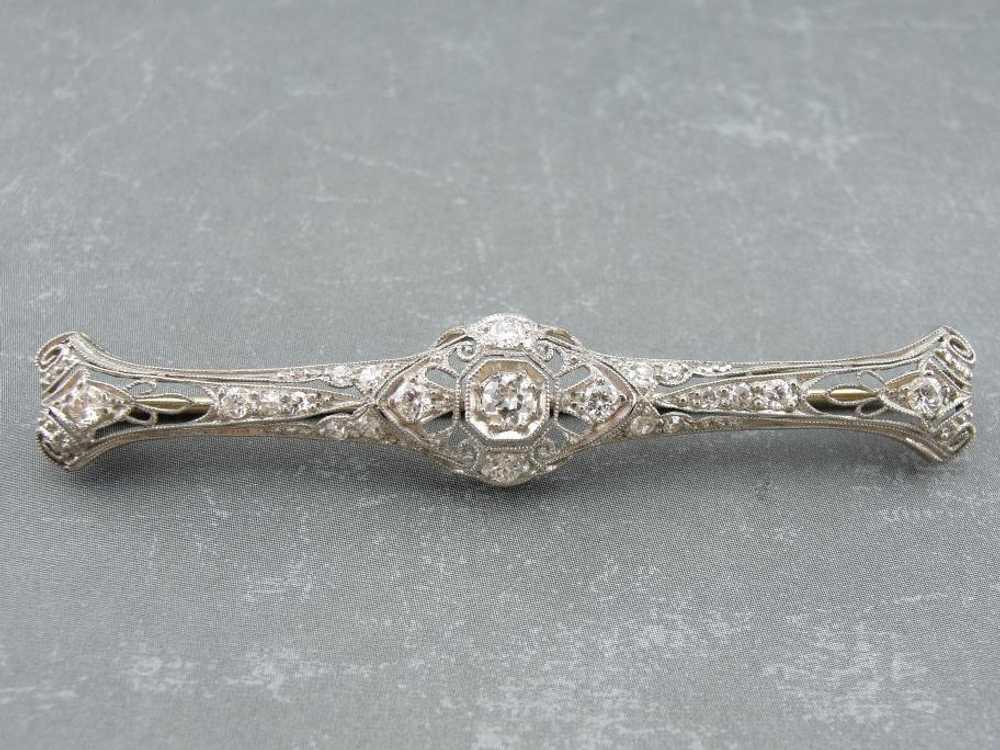 Edwardian Platinum and Diamond Bar Pin - image 5