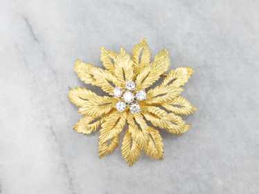 Vintage Flower Diamond Cluster Pin - image 1