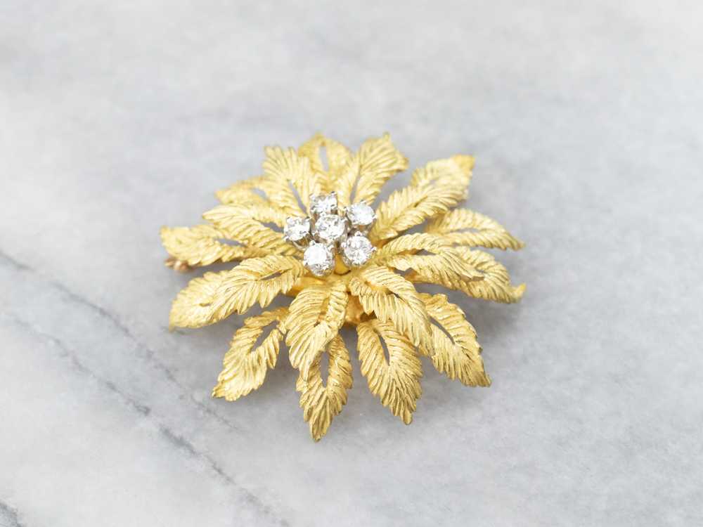 Vintage Flower Diamond Cluster Pin - image 3