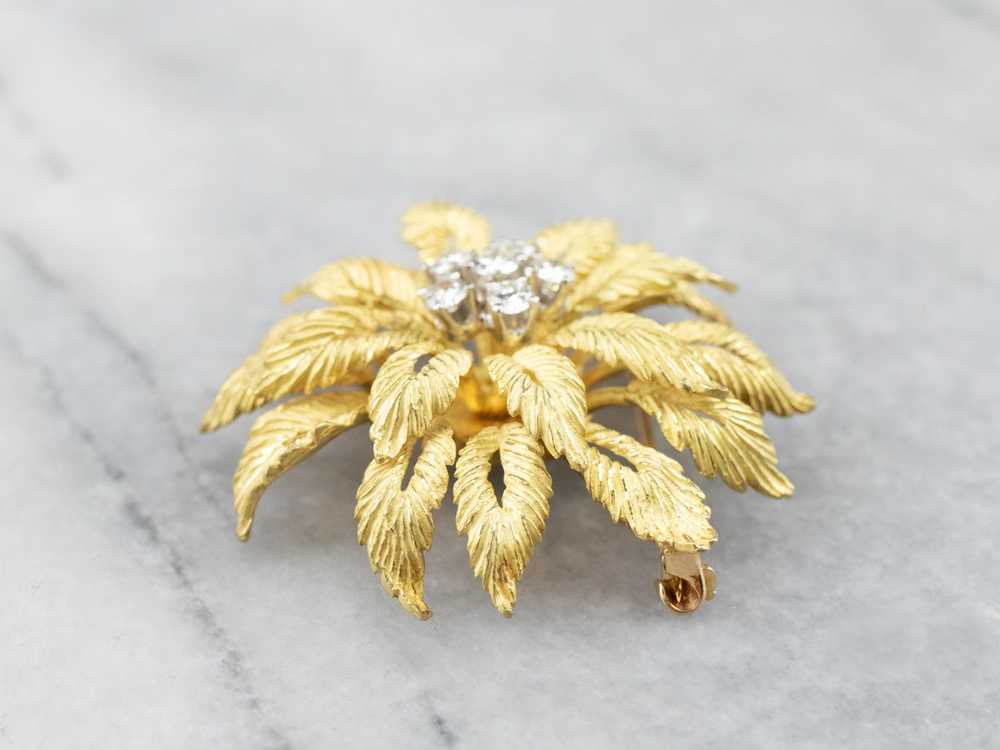 Vintage Flower Diamond Cluster Pin - image 4