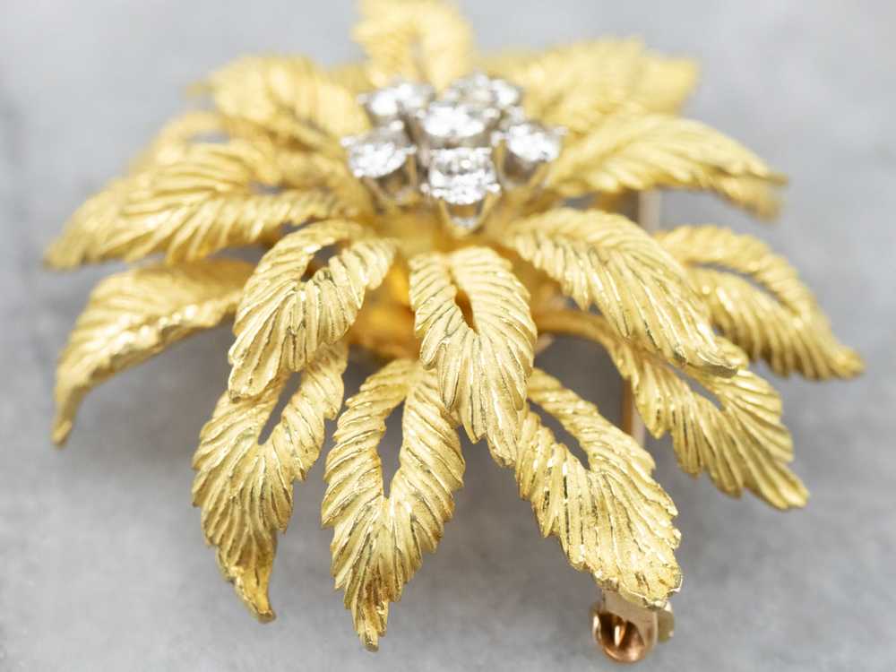 Vintage Flower Diamond Cluster Pin - image 6