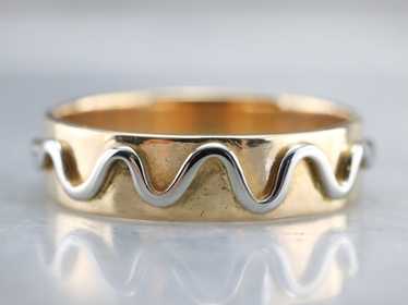 18K Gold Squiggle Pattern Band - image 1