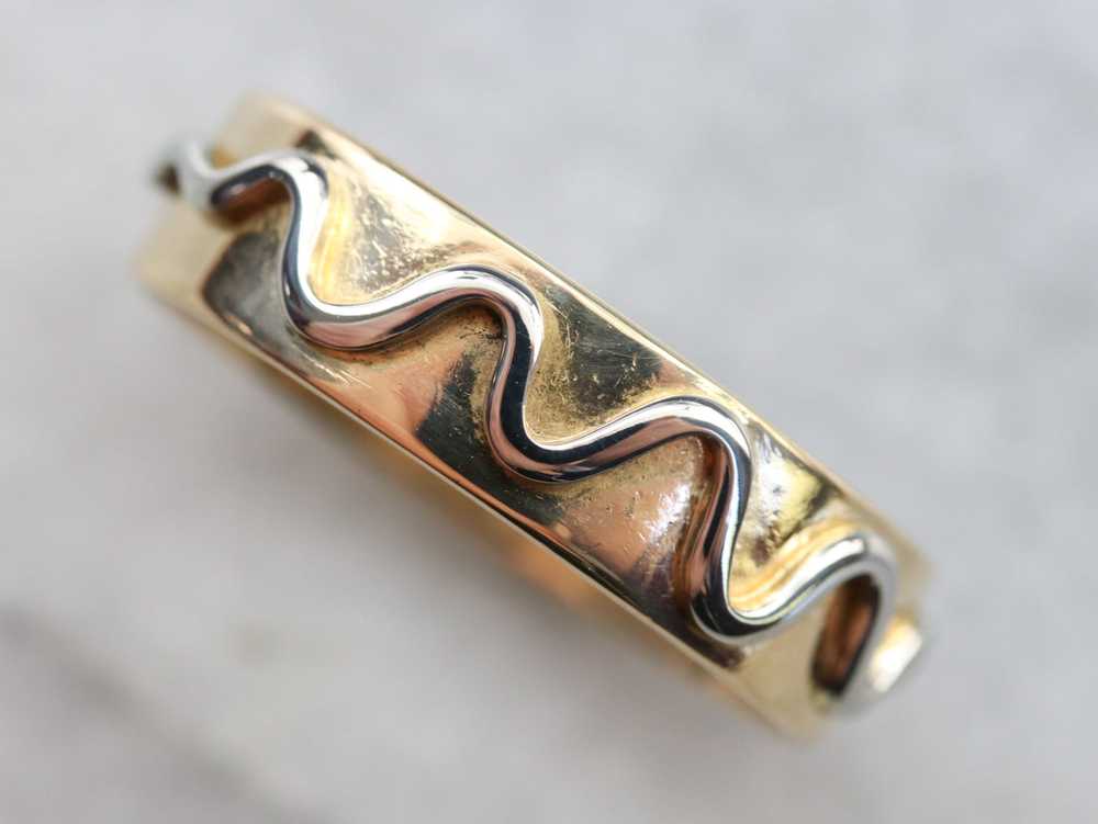 18K Gold Squiggle Pattern Band - image 6