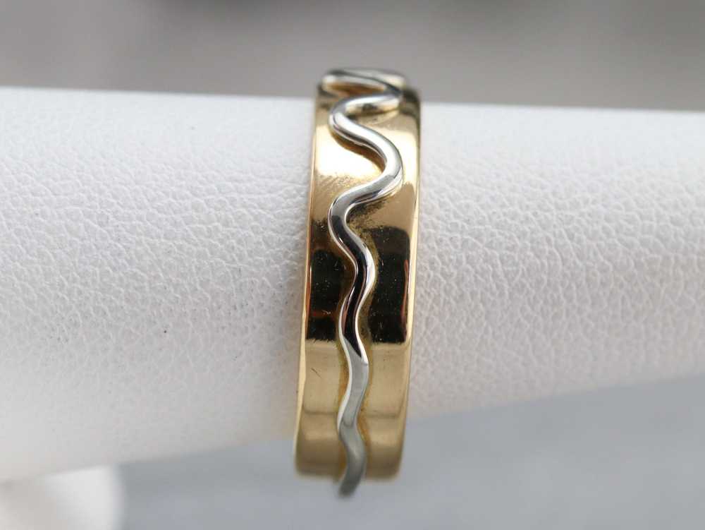 18K Gold Squiggle Pattern Band - image 9