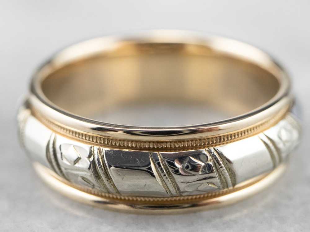 Unisex Two Tone Gold Pattern Band - image 5