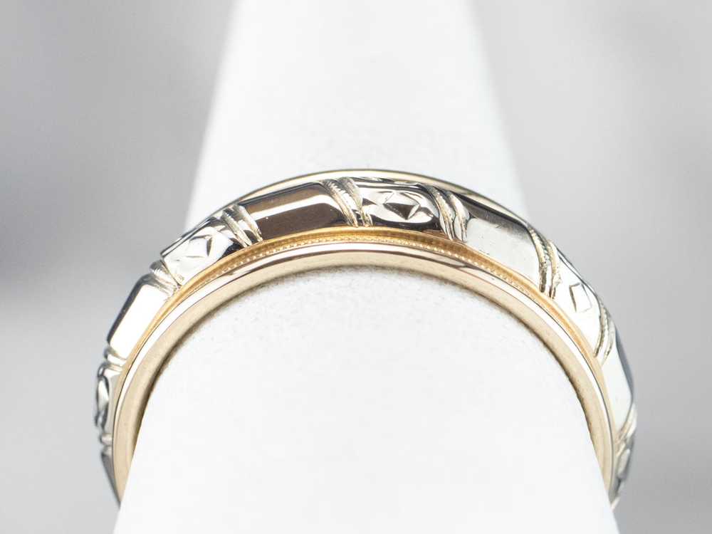 Unisex Two Tone Gold Pattern Band - image 8