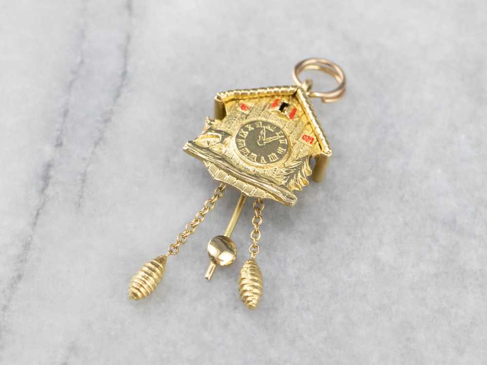 Bavarian Cuckoo Clock Gold Charm - image 1