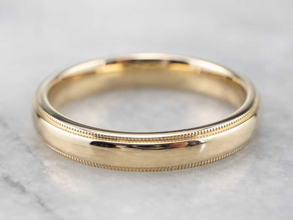 Milgrain Edge Yellow Gold Wedding Band - image 1