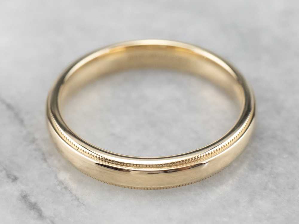 Milgrain Edge Yellow Gold Wedding Band - image 3