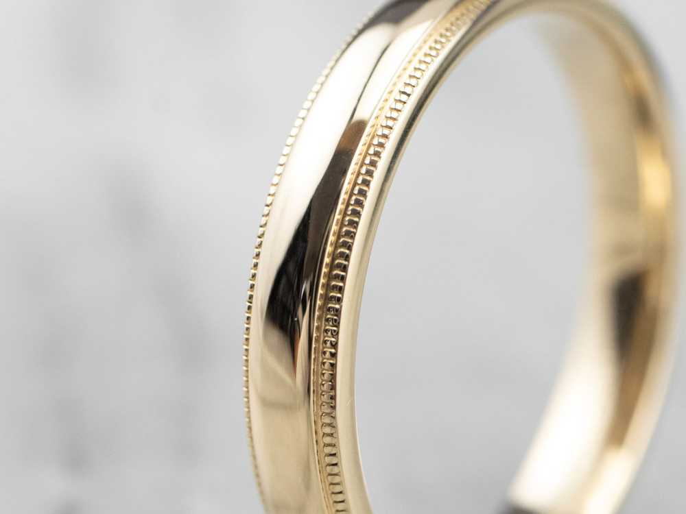 Milgrain Edge Yellow Gold Wedding Band - image 5