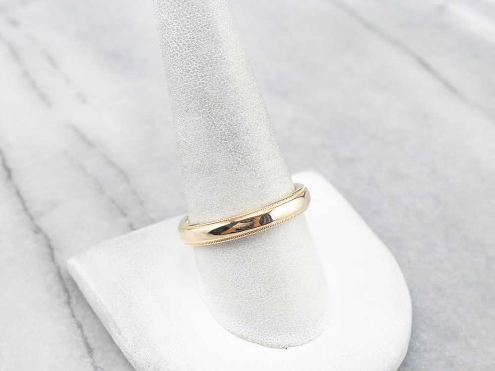 Milgrain Edge Yellow Gold Wedding Band - image 7