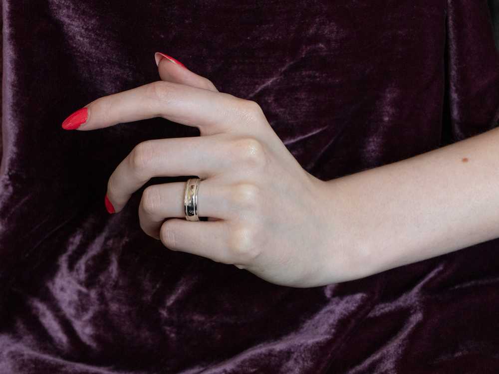 Unisex Art Carved 14K White Gold Band - image 10