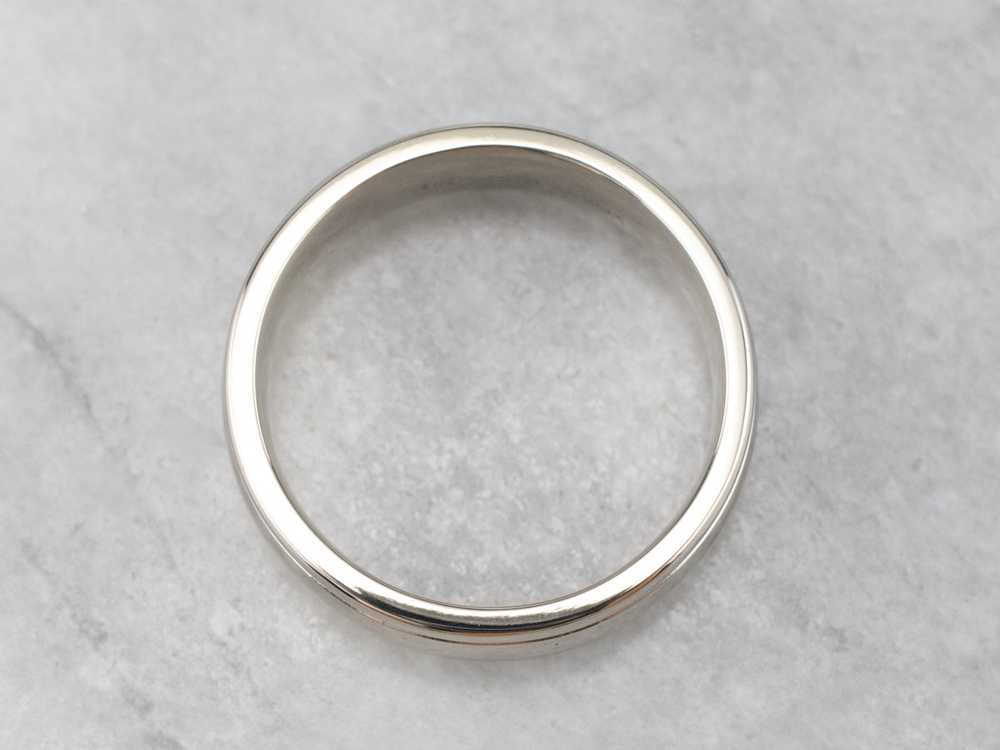 Unisex Art Carved 14K White Gold Band - image 3