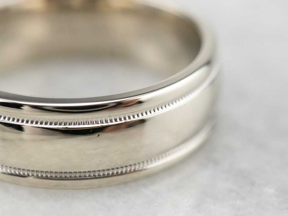 Unisex Art Carved 14K White Gold Band - image 4