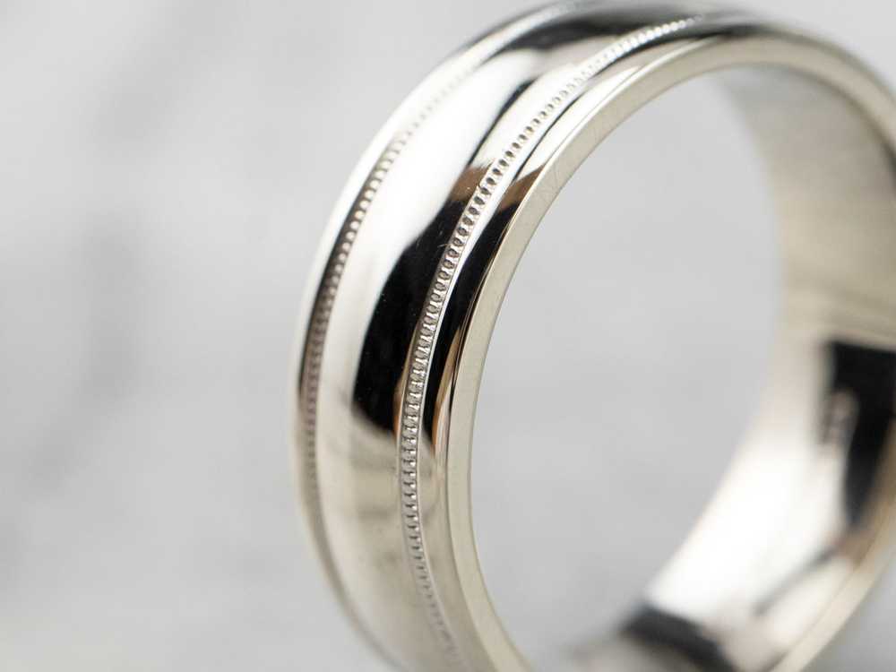Unisex Art Carved 14K White Gold Band - image 5
