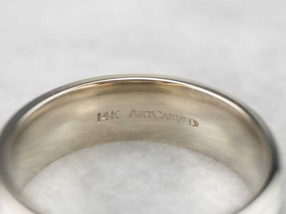 Unisex Art Carved 14K White Gold Band - image 6
