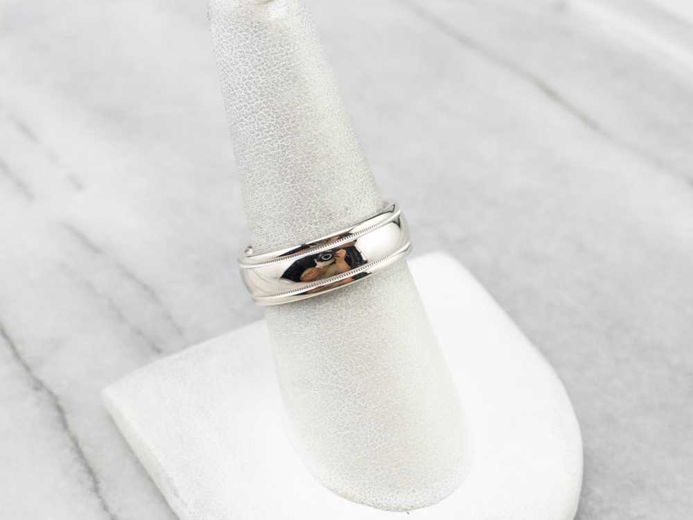 Unisex Art Carved 14K White Gold Band - image 7